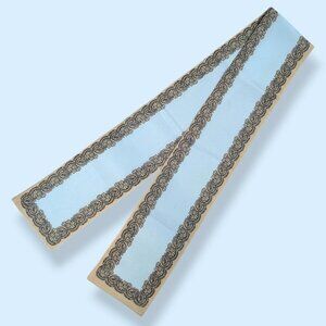 Vintage Thin Beige & Blue Scarf